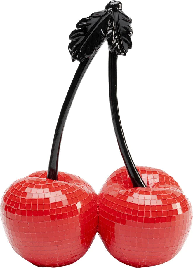 Oggetto Scultura Decorativa Cherries Doppia Ciliegia Rosse Effetto Mosaico