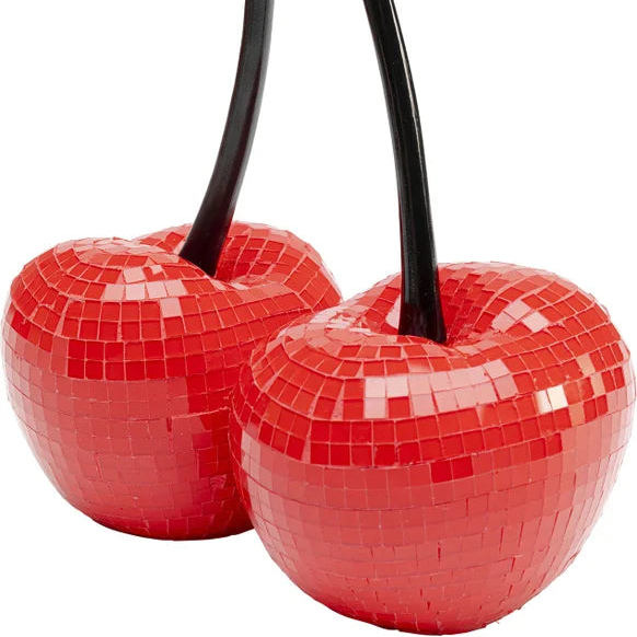 Oggetto Scultura Decorativa Cherries Doppia Ciliegia Rosse Effetto Mosaico