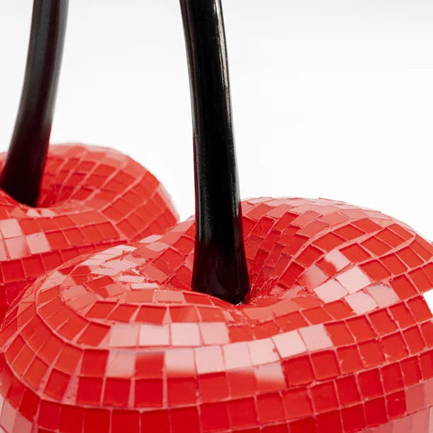 Oggetto Scultura Decorativa Cherries Doppia Ciliegia Rosse Effetto Mosaico