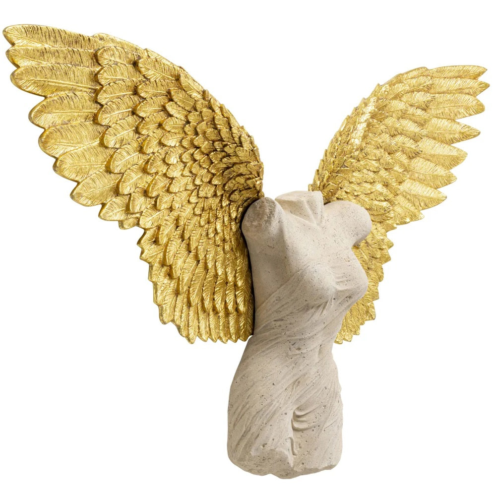 Scultura Decorazione Da Parete Angelo Femminile Guardian Angel Female 124x71 cm