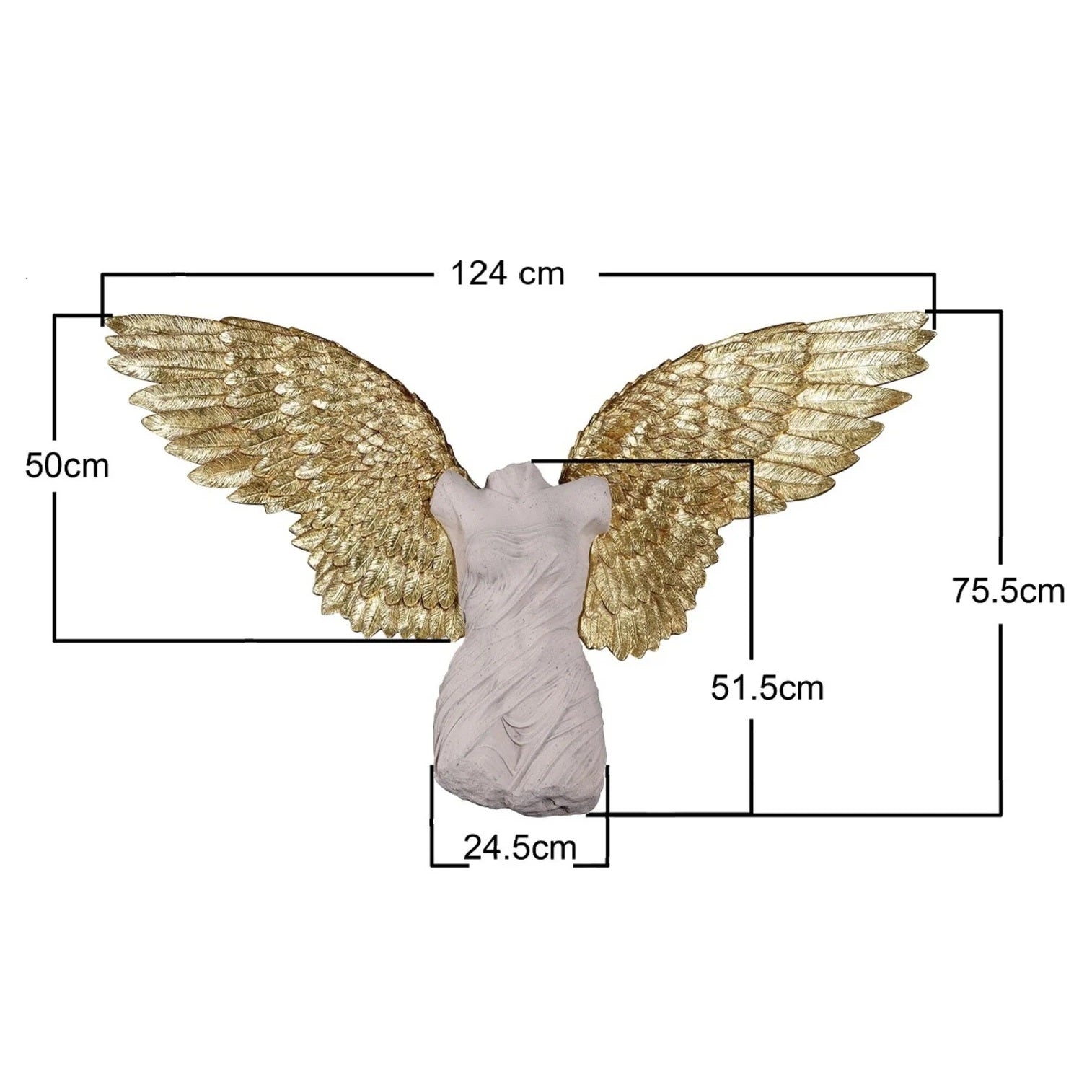 Scultura Decorazione Da Parete Angelo Femminile Guardian Angel Female 124x71 cm