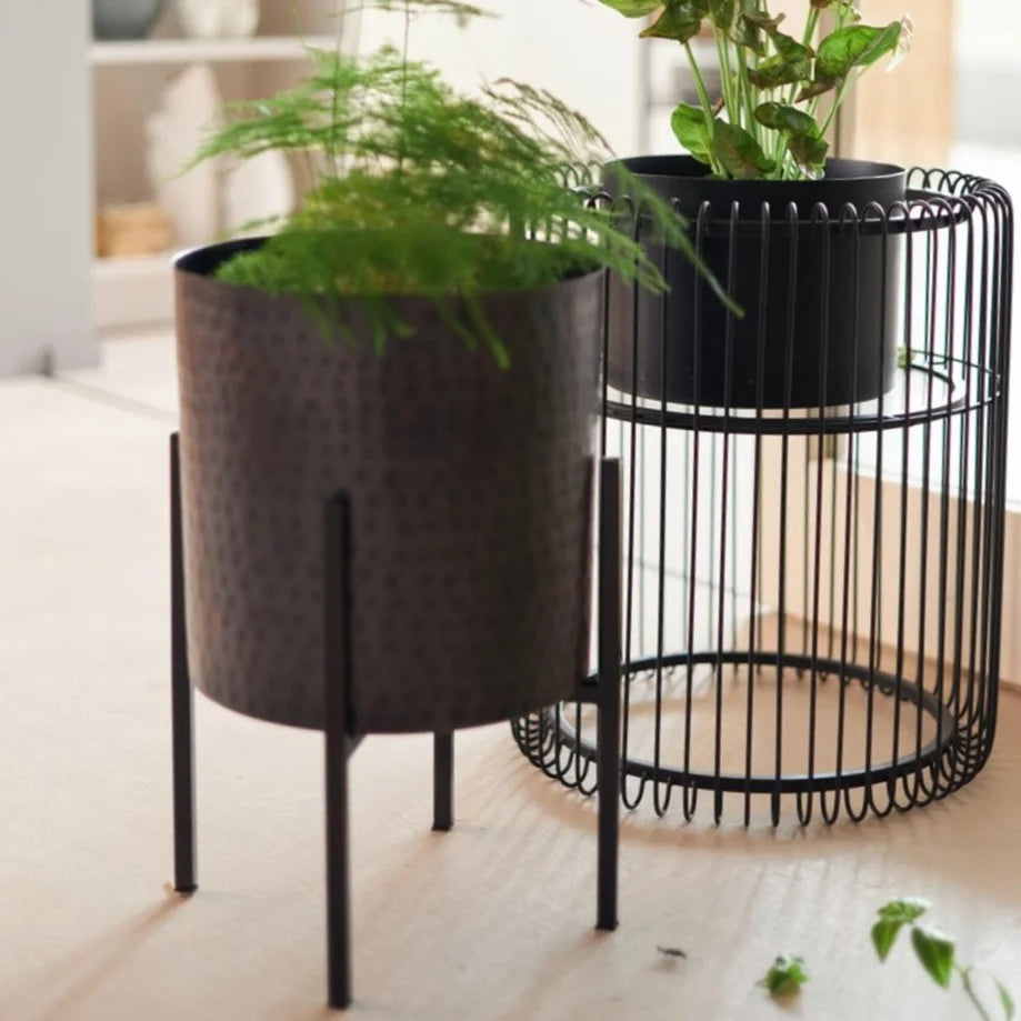 Portavaso Vaso per piante Mynah con Supporto Nero 42cm
