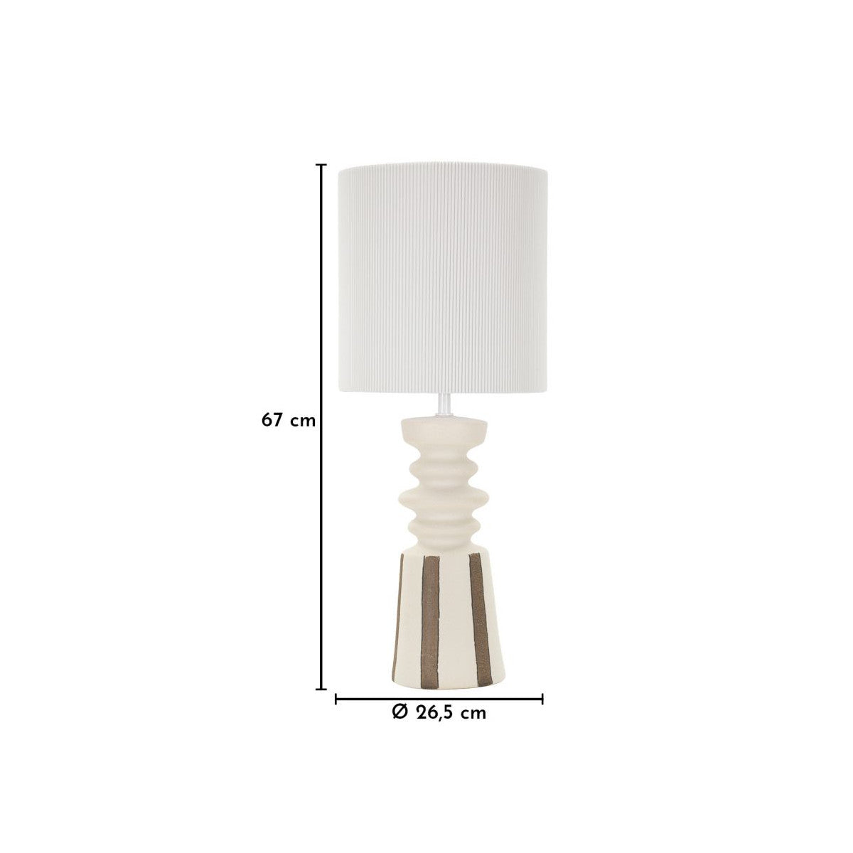 Lampada da Tavolo Tribal in Ceramica con Paralume in Tessuto – 2 Dimensioni