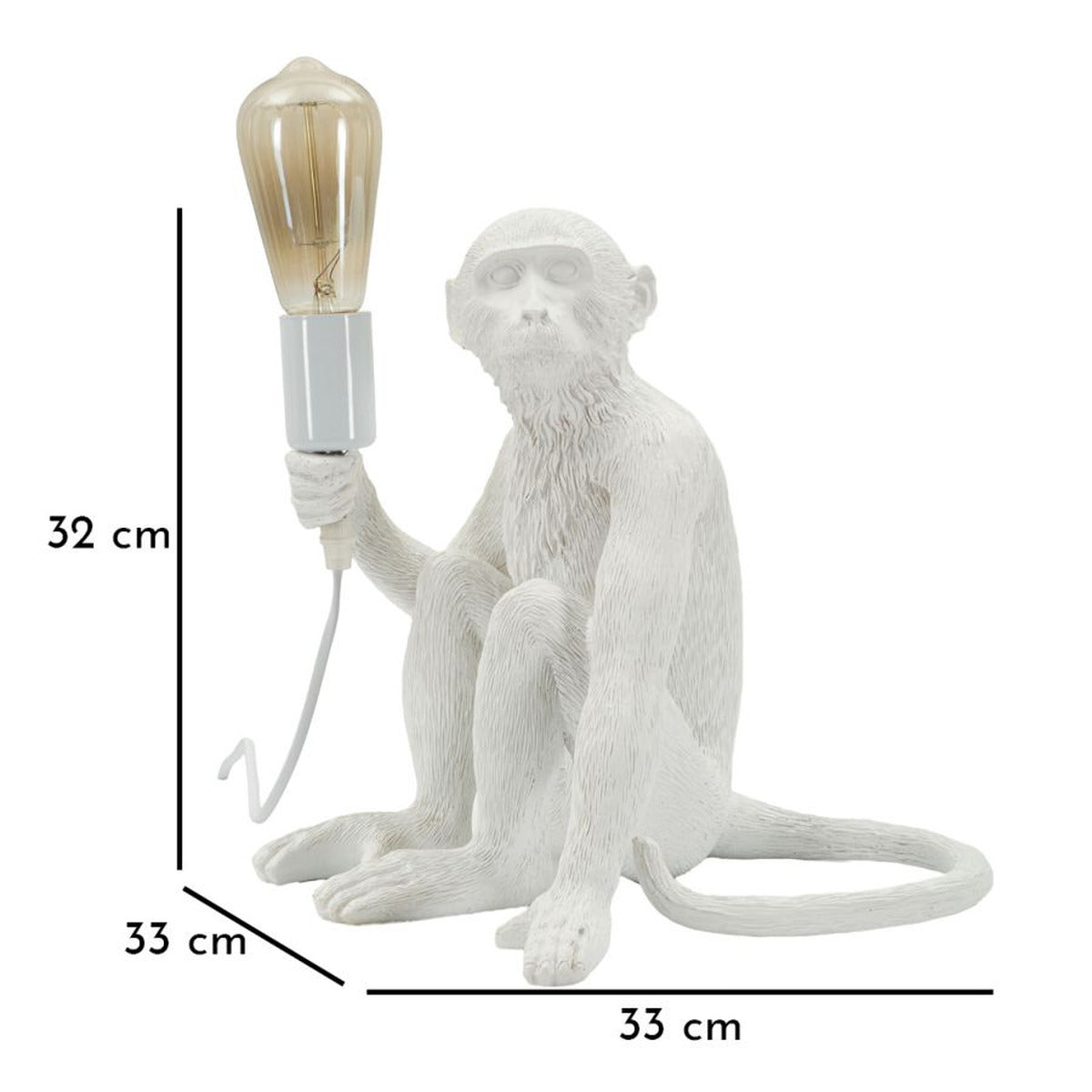 Lampada Tavolo Monkey Seduta Bianca in Poliresina 32x33x32cm
