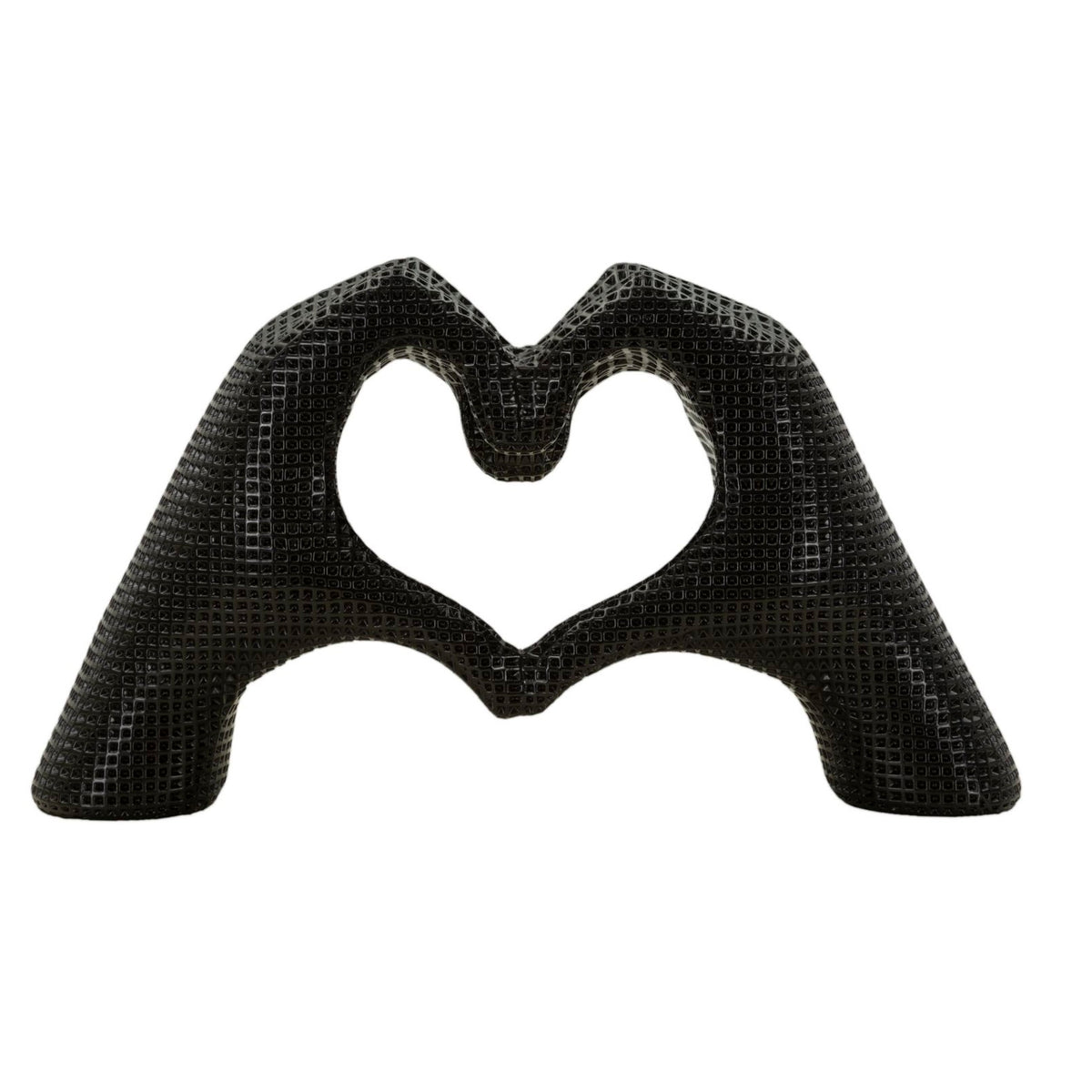 Scultura Mani a Cuore Lover Black in Resina Nera 25 cm Design Moderno