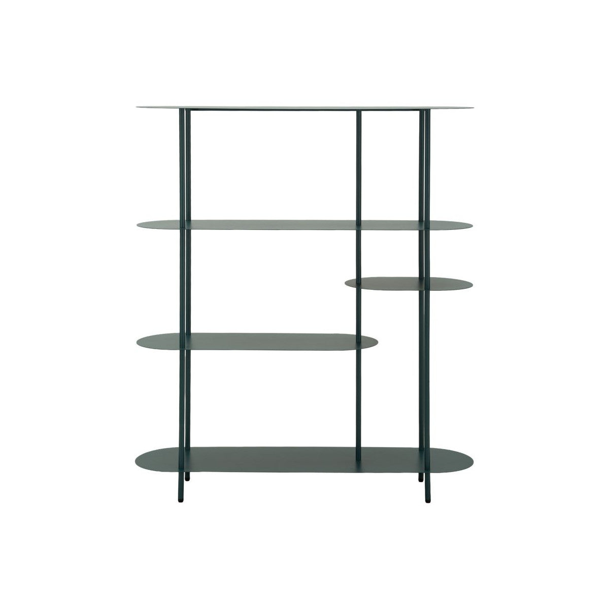 Libreria Saturno 118x31x139 cm in Metallo Tortora e Ottanio