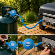 Kit Regolatore Gas con Tubo e Fascette per Barbecue Attacco Italia Campingaz