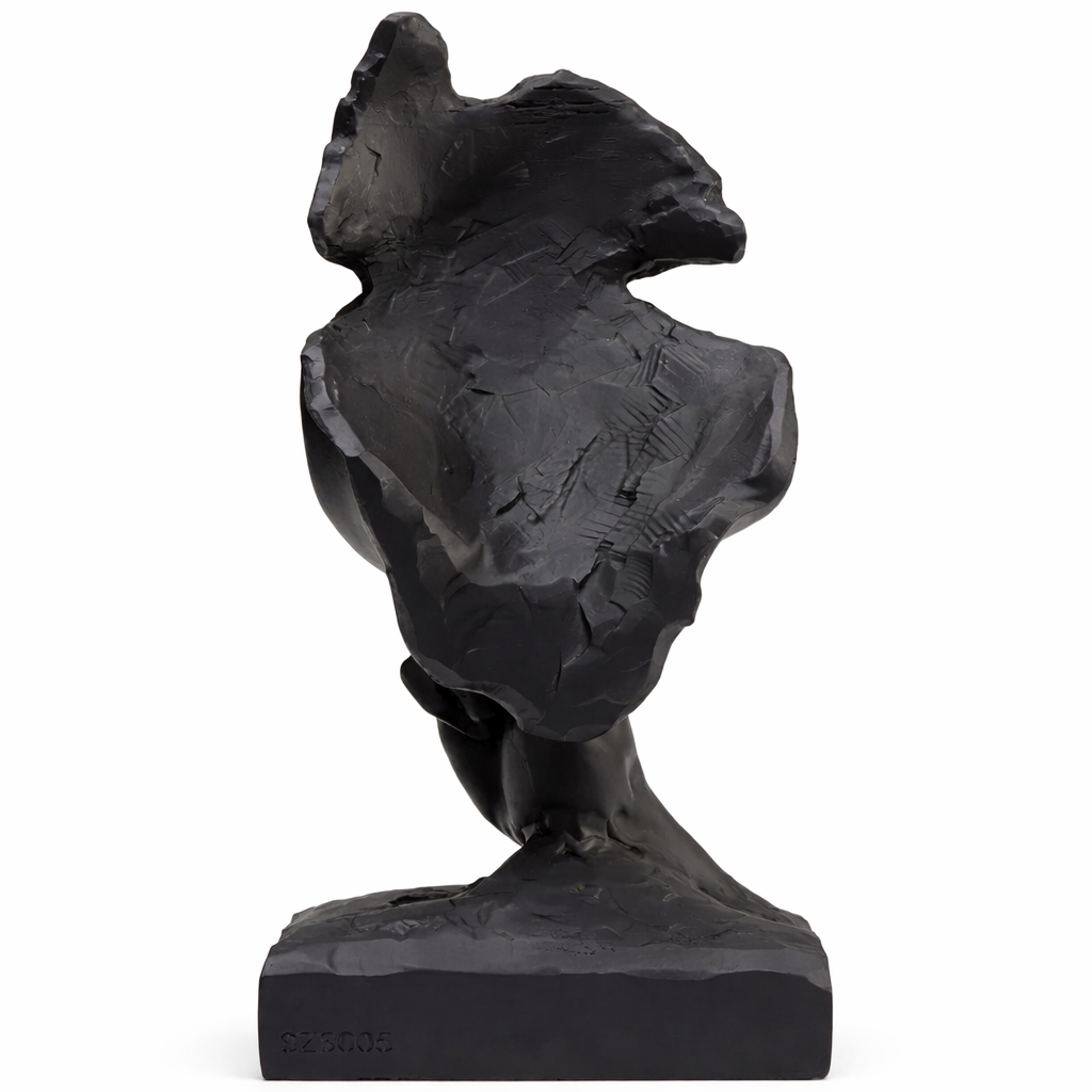 Oggetto Statua Decorativo Quiet Face Volto Silenzioso Nero 31cm