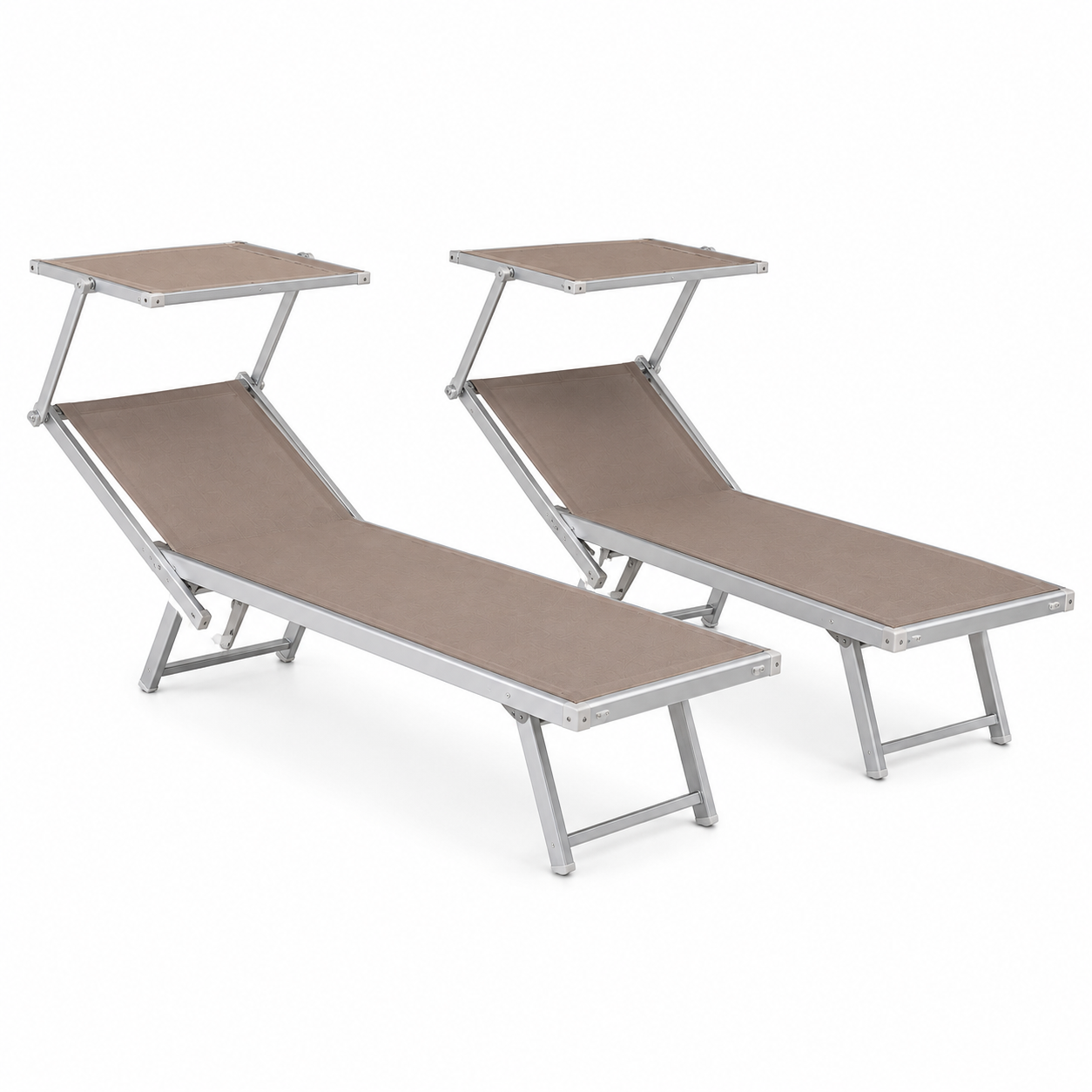 Lettino Prendisole Playa in Alluminio con Parasole Sabbia Set 2 Pezzi 186x70 cm