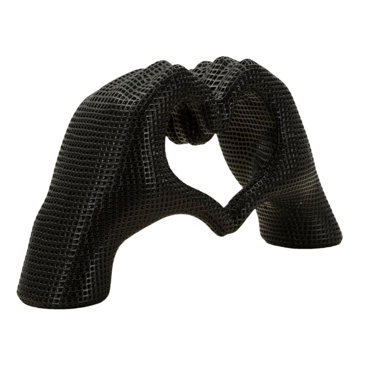Scultura Mani a Cuore Lover Black in Resina Nera 25 cm Design Moderno
