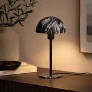 Lampada da Tavolo Effetto Marmo Nero in Metallo 26 x 43 cm