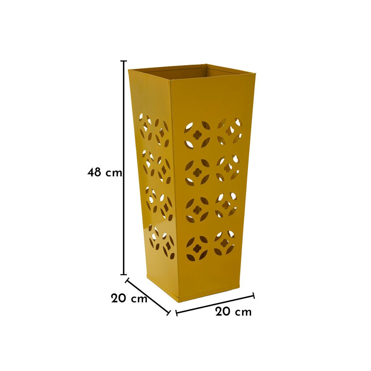 Portaombrelli Fit 20x20x48 cm in Metallo Senape con Motivi Traforati
