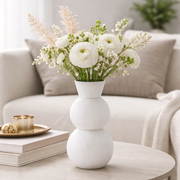Bottiglia Vaso Decorativo Bianco Ridhi in Ceramica a Doppia Sfera H32,5cm