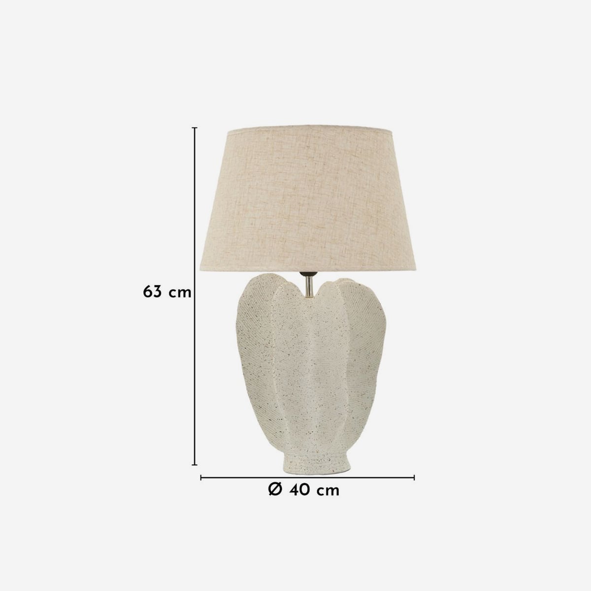 Lampada da Tavolo Ester Ø40x63 cm in Poliresina con Paralume in Tessuto