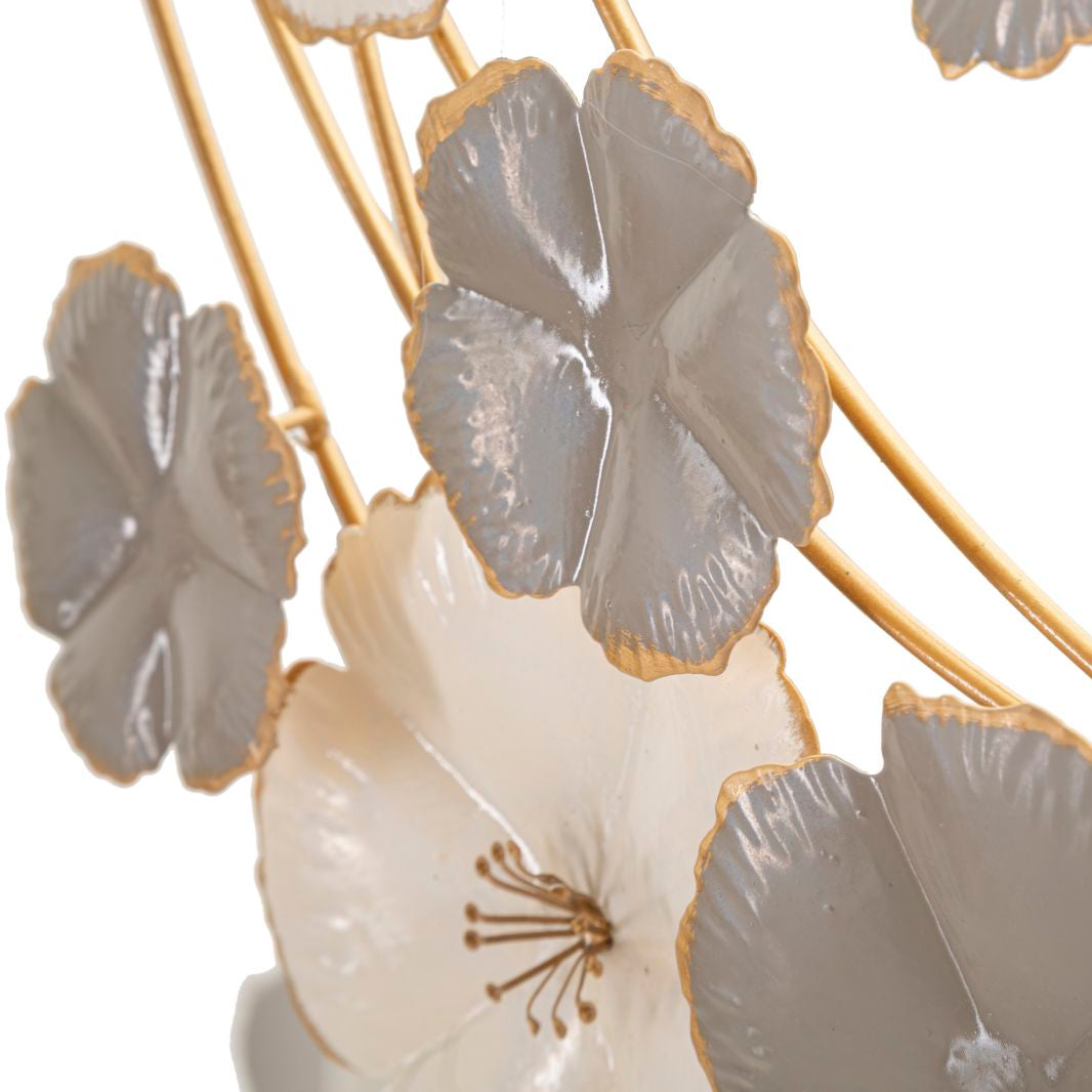 Pannello Decorativo Lotly 63,5x5x67,9 cm in Ferro con Fiori 3D