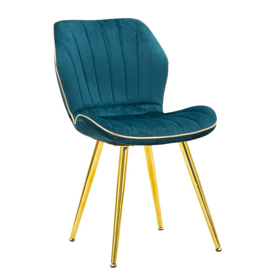 Set 2 Sedie Paris Space Ottanio e Oro 46x58x77 cm in Velluto Sintetico
