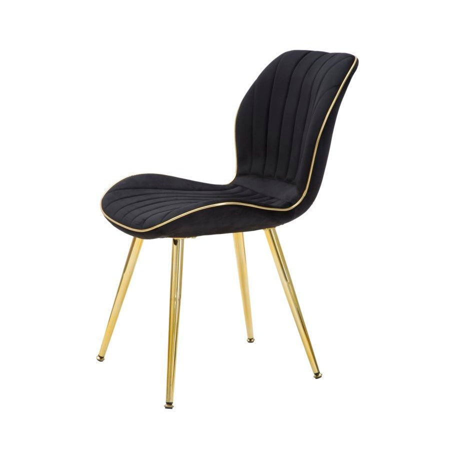 Set 2 Sedie Paris Space Nero e Oro 46x58x77 cm in Velluto Sintetico
