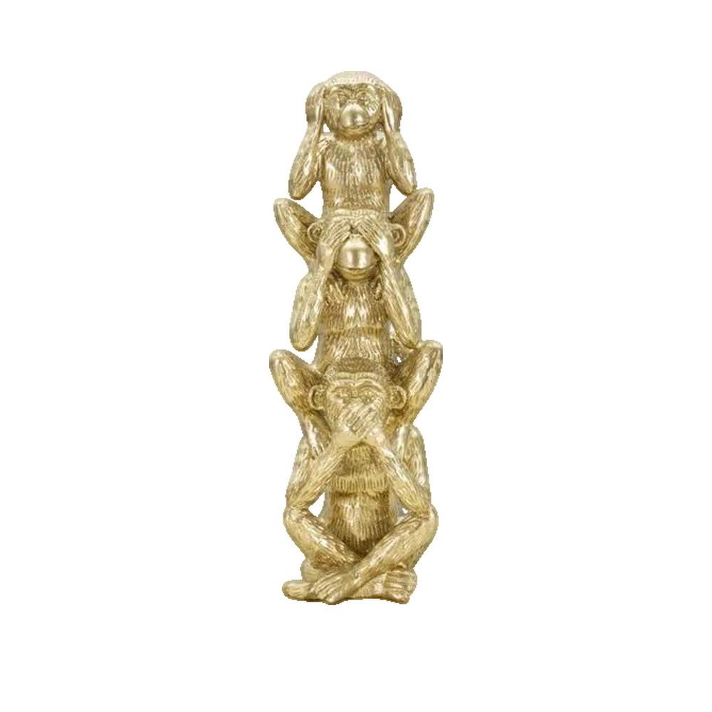 Oggetto Decorativo Scimmie Tower Oro 30 cm in Poliresina
