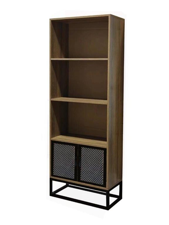 Libreria Industrial Metallo e Quercia 60x30x180 cm con 2 Ante