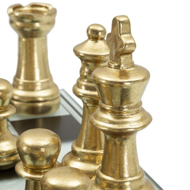 Set Scacchiera Moderna 50,5 cm con Pedine Oro e Argento in Poliresina