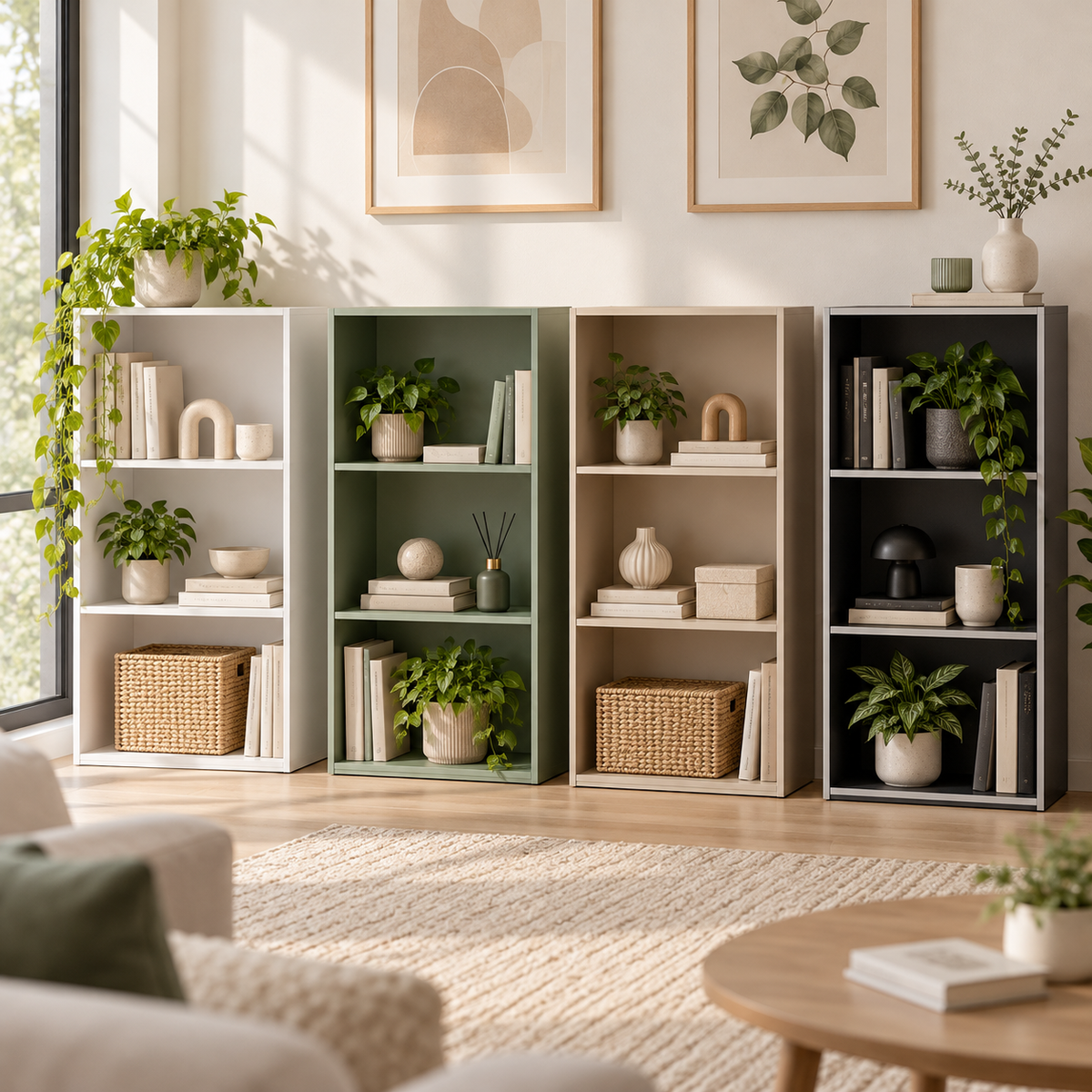 Libreria 2 Ripiani Colonna 50x22,8x95 cm Design Moderno 4 Colori