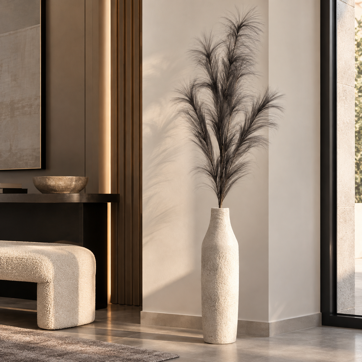 Ramo Pampas Artificiale Nelly Grigio Scuro H100 cm