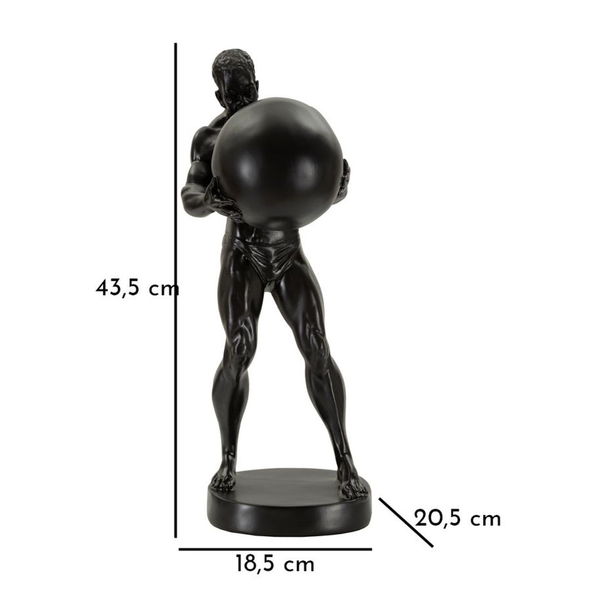Statua Decorativa Atlante Nera 18,5x20,5x43,5 cm Uomo Atletico con Sfera