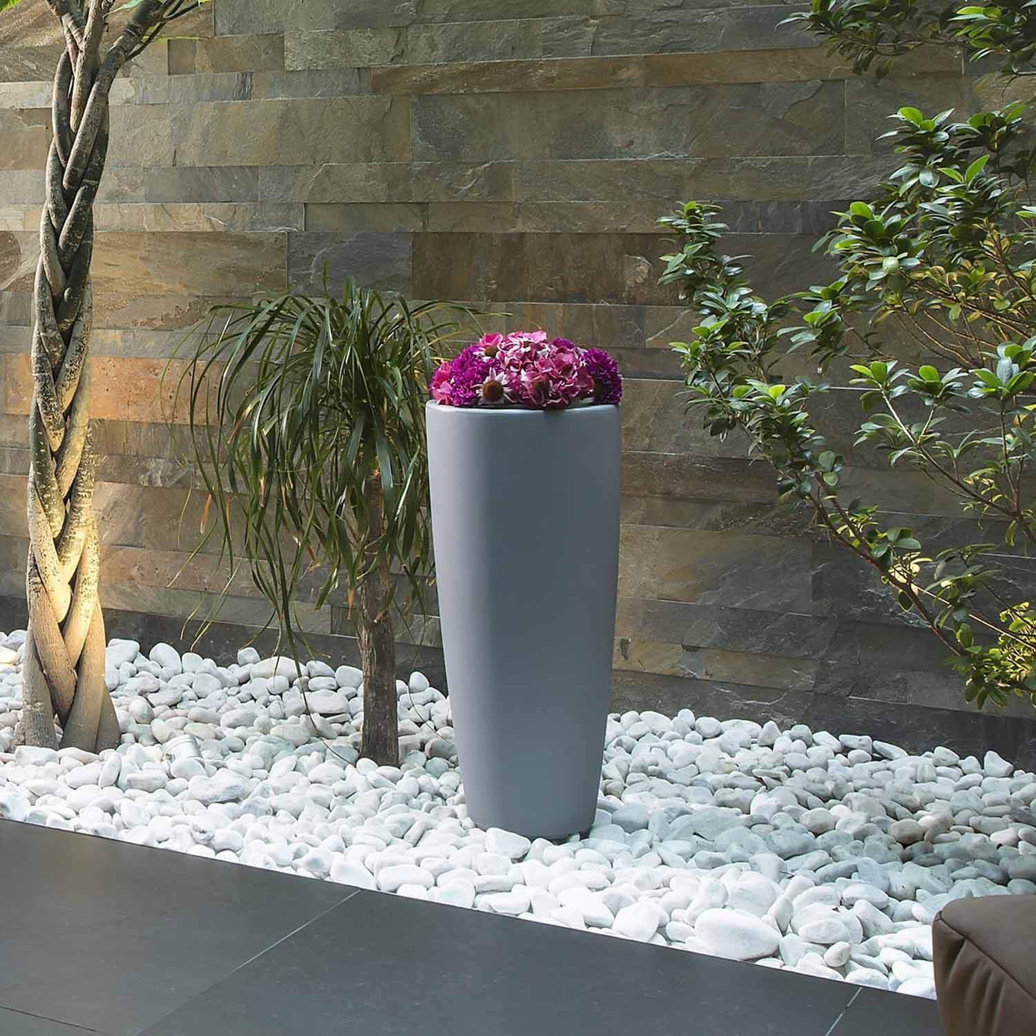 Vaso Stilo Round Grigio in Resina D33 x H70 cm