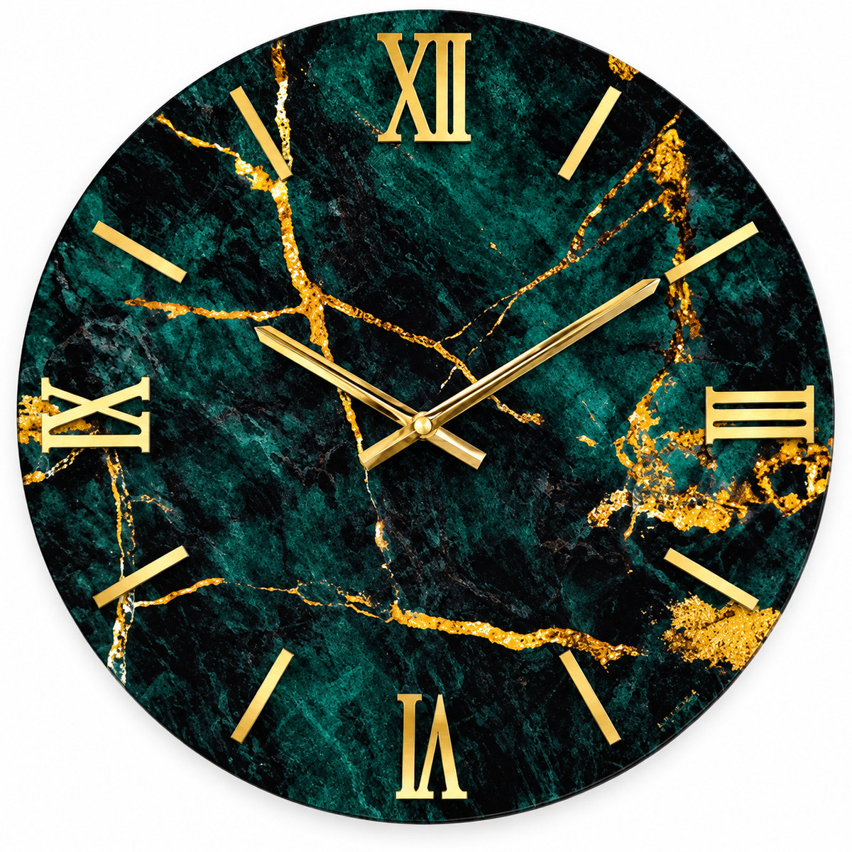 Orologio da Parete Deep Ø40 cm Effetto Marmo Verde Smeraldo con Dettagli Oro