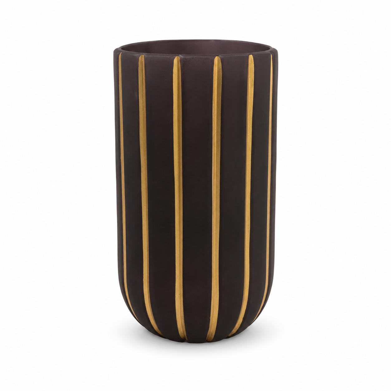 Vaso Decorativo Rosa Prugna con Dettagli Oro H 20 cm Ø 12 c