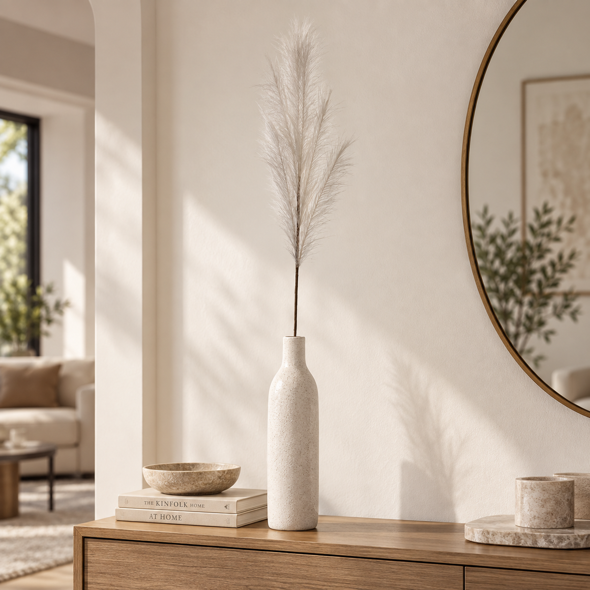 Ramo Pampas Artificiale Sherill Crema Argento H100 cm