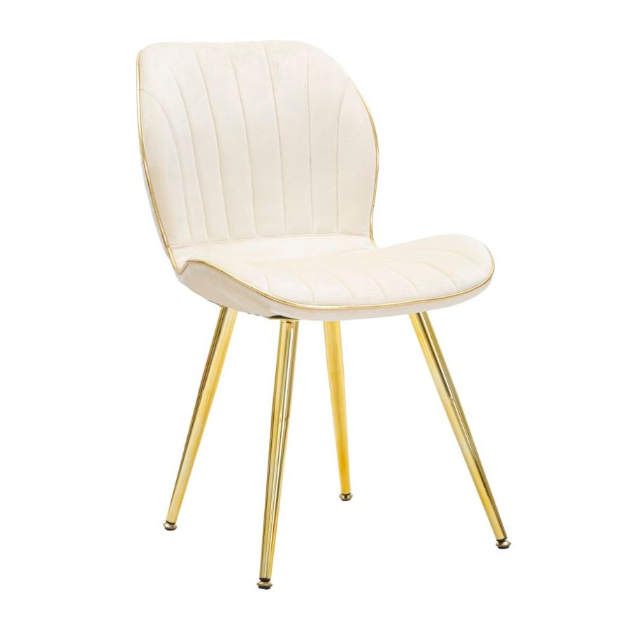 Set 2 Sedie Paris Space Crema e Oro 46x58x77 cm in Velluto Sintetico