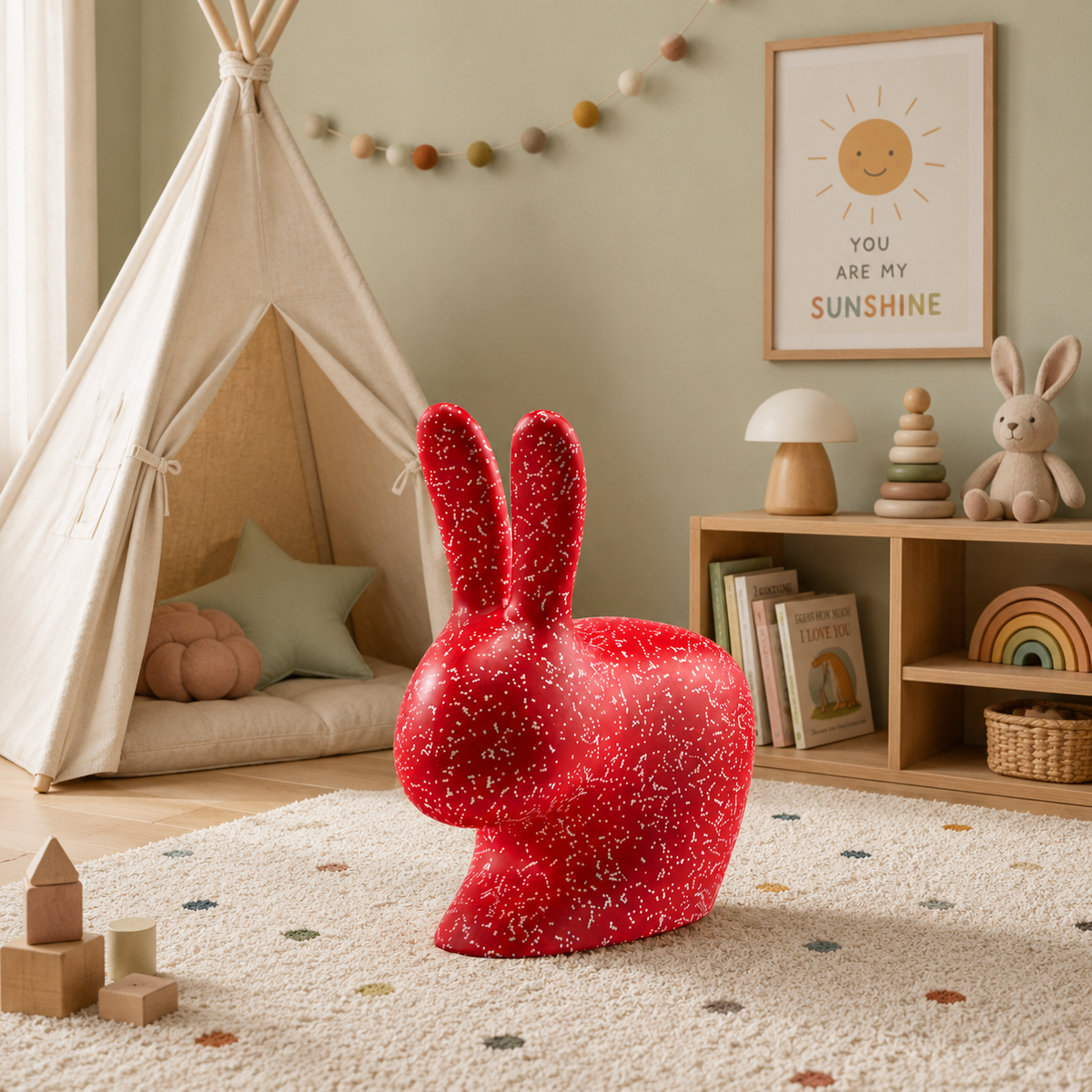 Sedia per bambini Rabbit Chair Baby Dots Rossa/Bianca