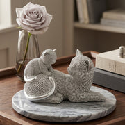 Statuetta Decorativa Gatto Con Cucciolo Sparky 19x9x13 cm in Poliresina
