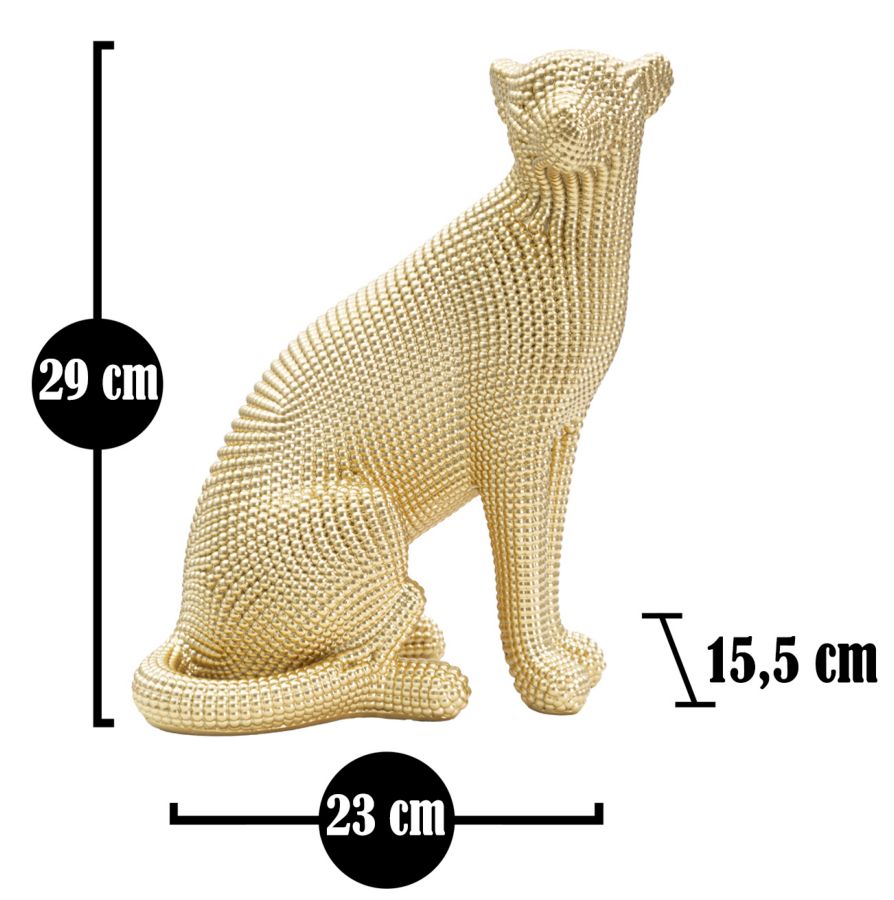 Statua Statuina Leopardo Gold Decorativa 23x15,5x29 cm in Resina Dorata