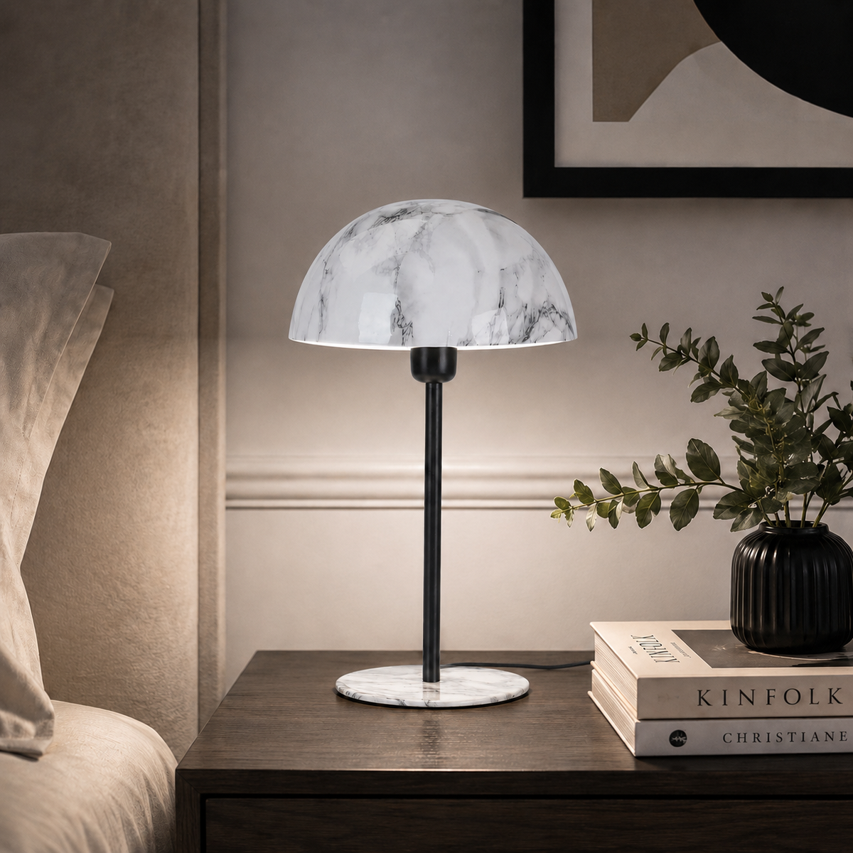 Lampada da Tavolo Effetto Marmo in Metallo 26 x 43 cm