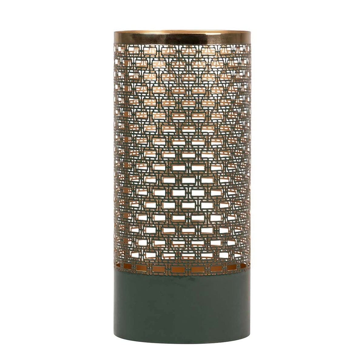 Portaombrelli in Metallo Nero e Oro H45 cm con Decorazione Traforata