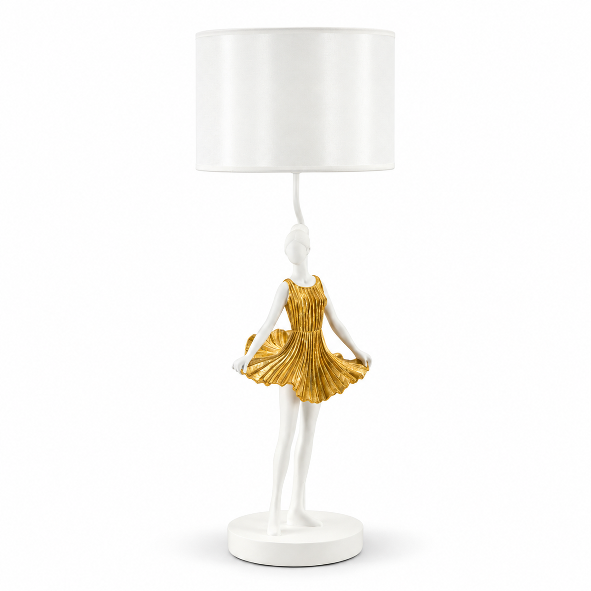 Lampada da Tavolo Ballerina Ø32x90,5 cm con Base Scultorea Dorata