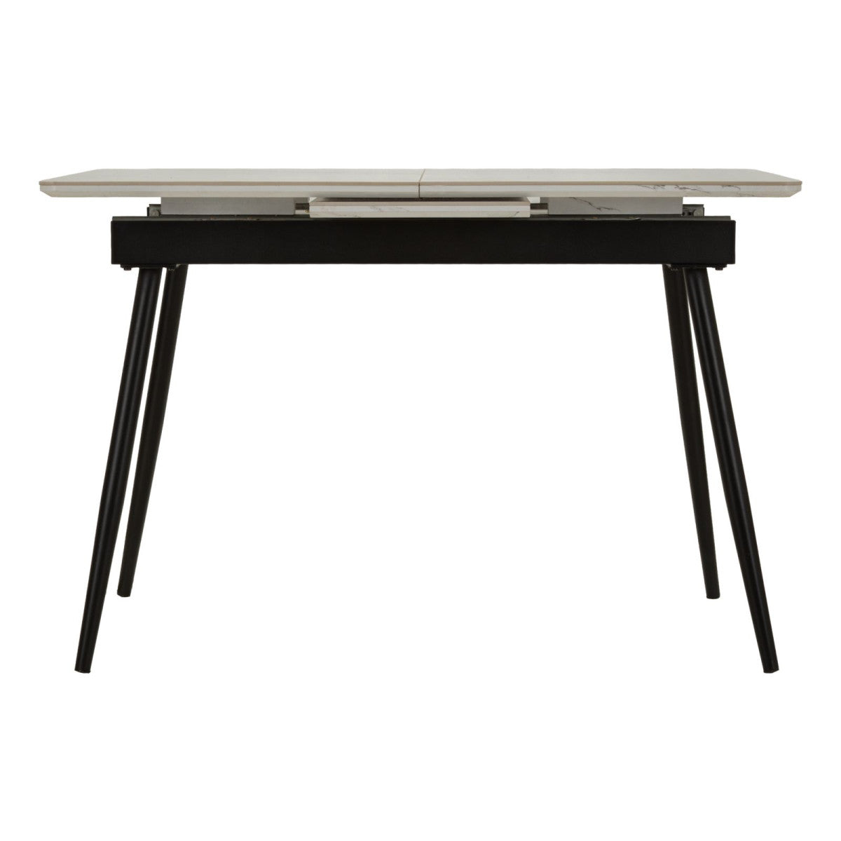 Tavolo da Pranzo Allungabile Matt 120-155x80x75 cm Struttura Nera e Piano Effetto Marmo