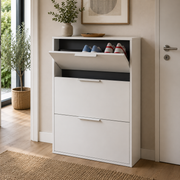 Scarpiera Slim 3 Ribalte Bianca 65x15x105,5 cm Salvaspazio