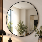 Specchio Rotondo New Nucleos Nero Ø70 cm Design Moderno con Cornice Sottile