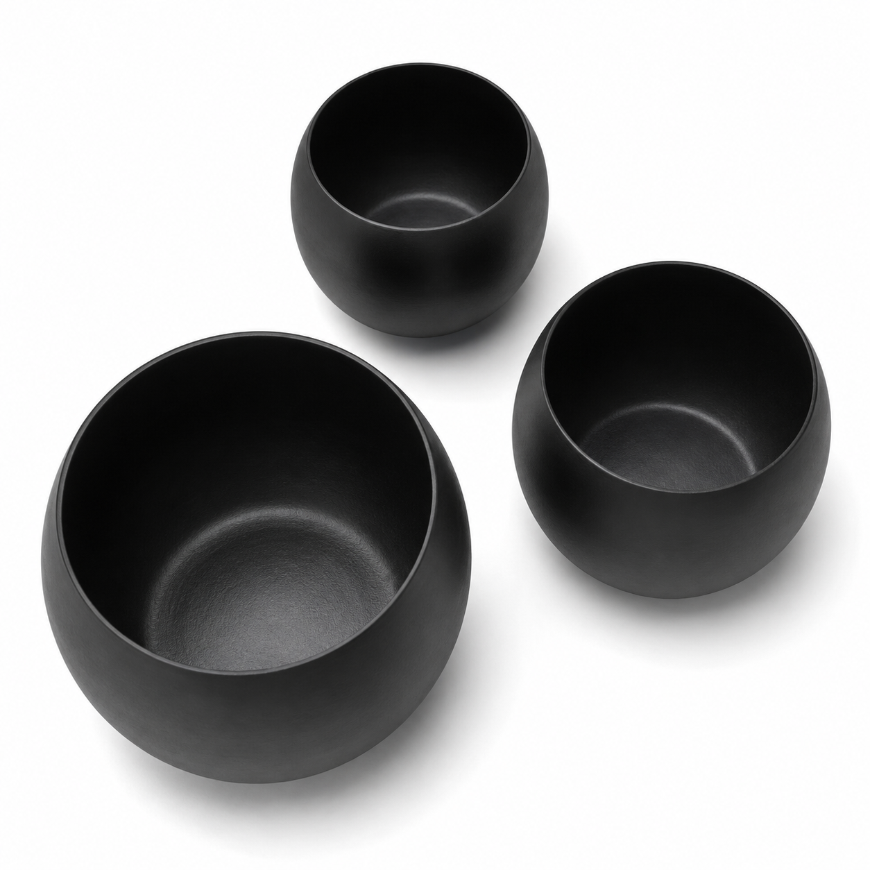 Set 3 Portapiante Keyra Ciotola Nero in Acciaio Verniciato