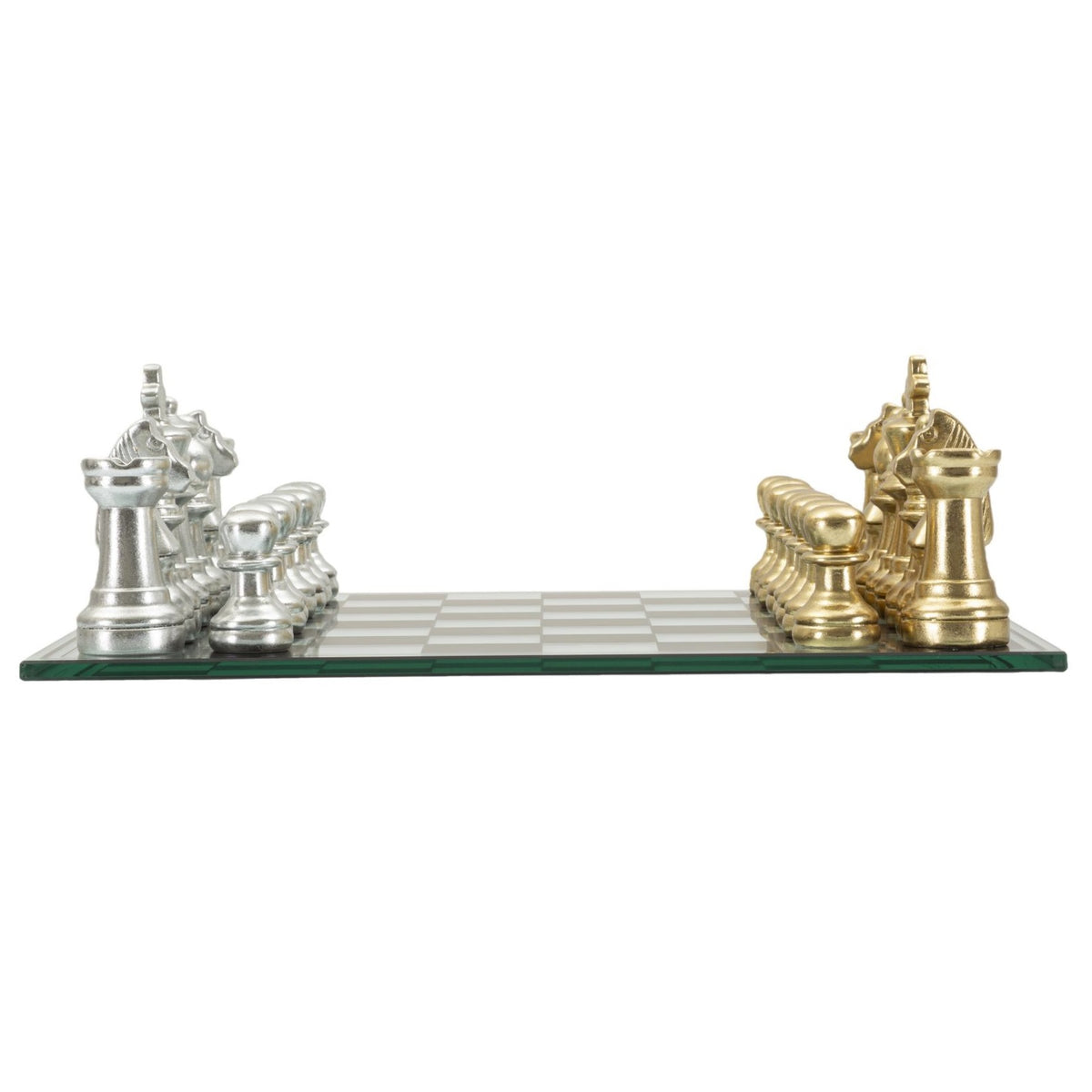 Set Scacchiera Moderna 50,5 cm con Pedine Oro e Argento in Poliresina