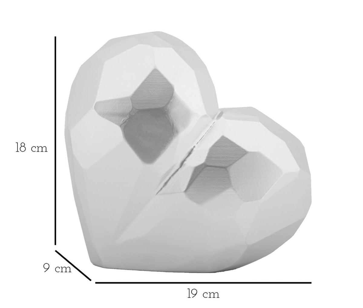 Vaso Decorativo Cuore Argento in Resina 19 x 9 x H18 cm