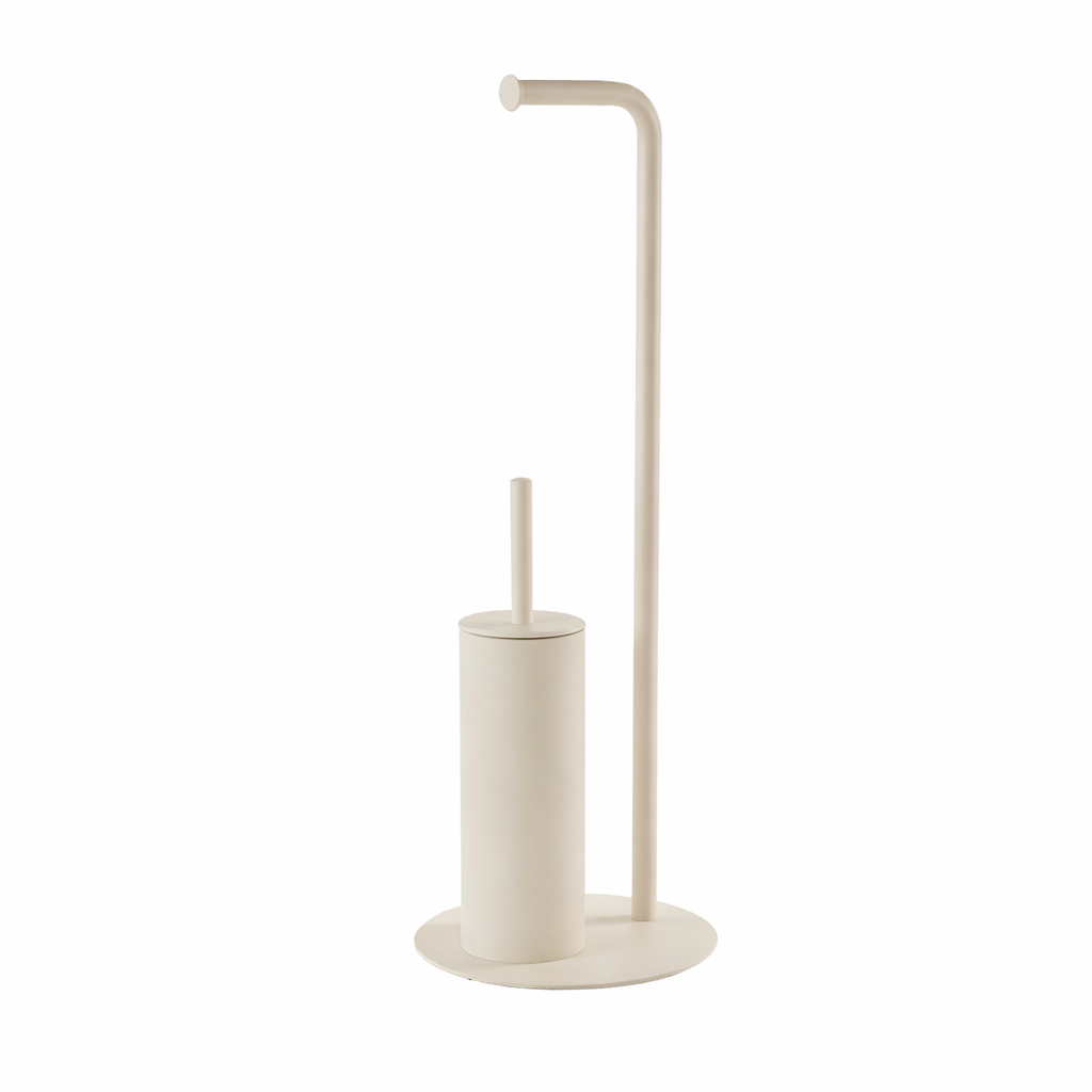 Piantana Bagno Portascopino e Portarotolo Taki in Acciaio Design Moderno