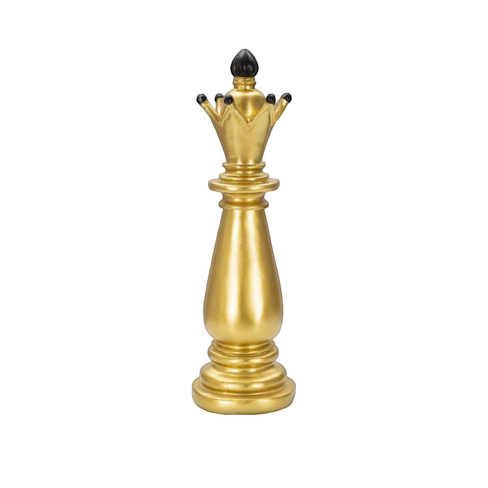 Statuetta Decorativa Alfiere Scacchi Oro e Nero Ø12,5 x H38,5 cm