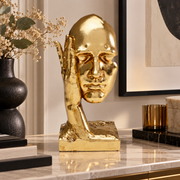 Scultura Oggetto Decorativo Volto Viso In my Mind Oro 30cm