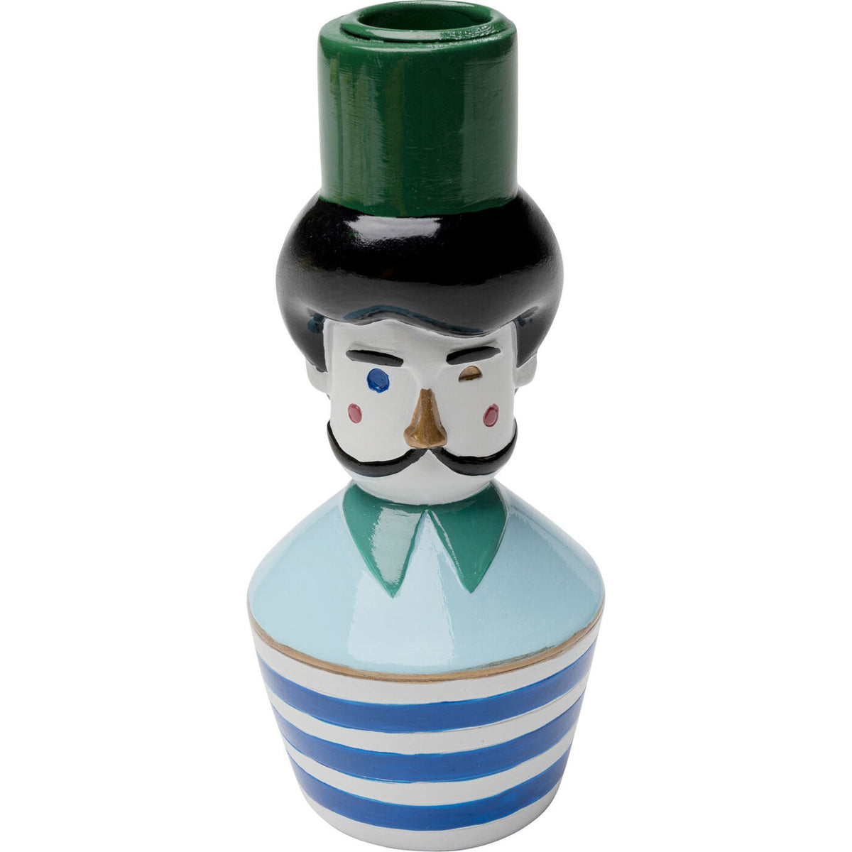Portacandela Decorativo Marinaio Monsieur Mustache 16cm In Poliresina