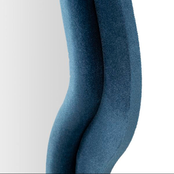 Specchio da Parete Emily in Velluto Blu 60x160 cm con Cornice Ondulata