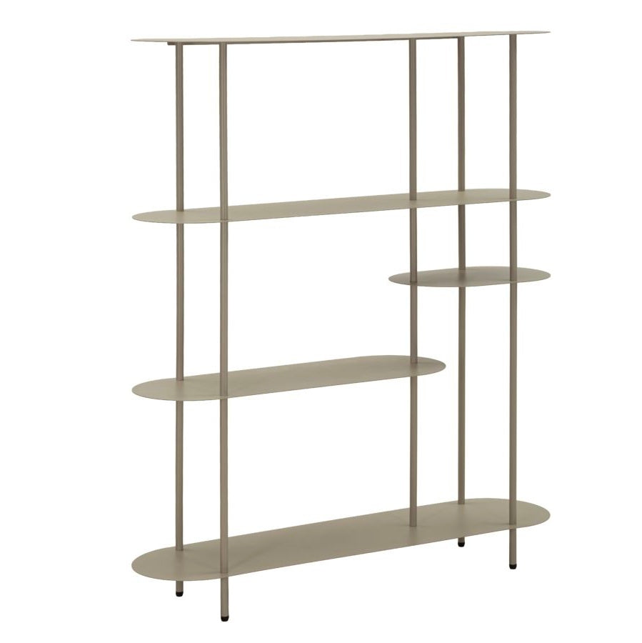 Libreria Saturno 118x31x139 cm in Metallo Tortora e Ottanio